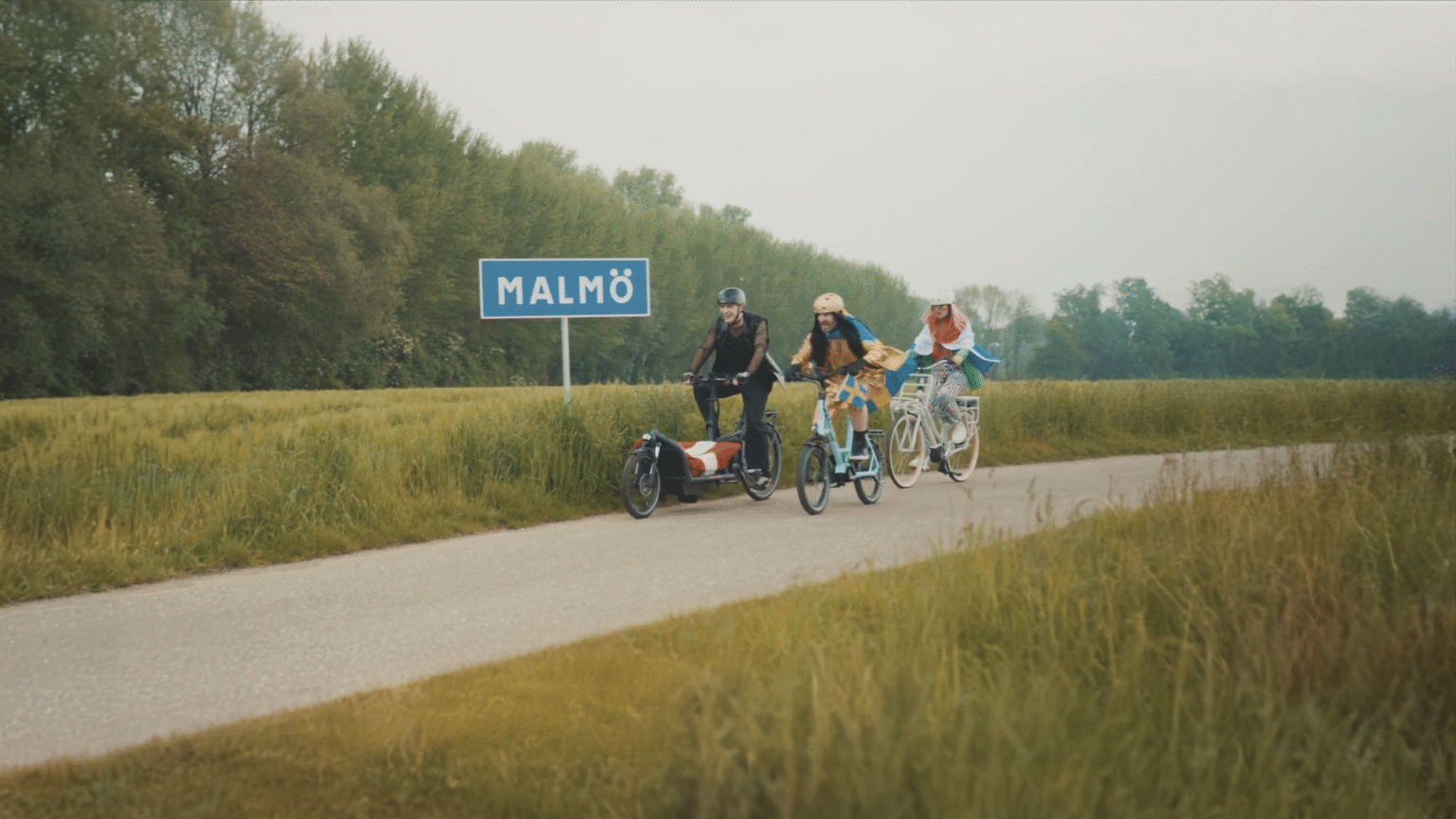People riding bicycles in a park